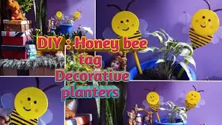 DIY:Honey bee tag#ndoor plant decoration ideas #garden decor ideas #creative ideas#decorate planters