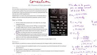 Correction DS pression et force pressante niveau premi&egrave;re 2020-2021