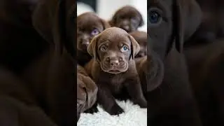 Cute Chocolate Lab Puppies Close-Up | Adorable Newborn Dogs | Soft Cozy Pet B-Roll 4K Stock Footage