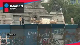 ¿Se desploma una de las esculturas que rodea al Ángel de la Independencia?