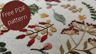 Floral embroidery patterns tutorial // Autumn leaves embroidery fall
