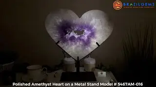 Model # 5467AM-016 Polished Amethyst Heart on a Stand by BrazilGems.com 🏷 FOR SALE🛍🛒Shop Now 