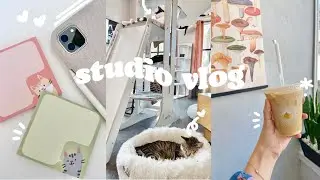 studio vlog #9 🐈  BIG shop update, new keyboard, + a CAT CAFE!!!