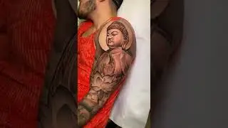 Buddha Tattoo whipshading | single needle technique 3RL Tatuaje puntillismo de arrastre