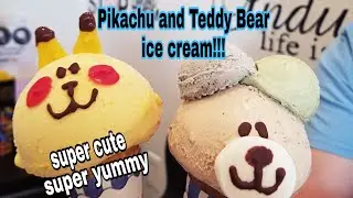 Pikachu and Teddy Bear ice cream so yummy