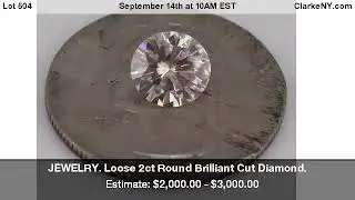 JEWELRY. Loose 2ct Round Brilliant Cut Diamond.