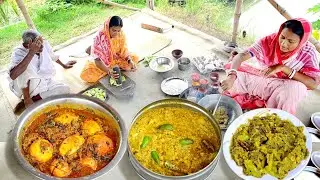 ডিম কারি,ওল ভাপা সাথে ঝিঙে বাটা গ্রাম্য পদ্ধতিতে রান্না আর খাওয়া || egg curry recipe
