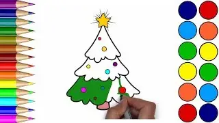 Drawing christmas tree for children | Xmas tree coloring pages | Learn color for kids