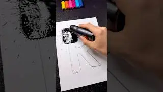 Рисунок, выполненный маркером Mop&rsquo;r! 🖤 Буква &laquo;R&raquo; с неоновыми огнями ⚡️ Очень приятное каллиграфич...