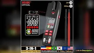 BSIDE Professional Digital Clamp Meter U6 Fork 600A Ammeter Pliers TRMS DC AC Current OpenJaw