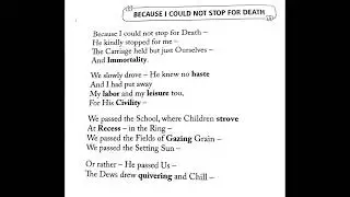 Class 12/ Alternative English/ Because I Could Not Stop for Death