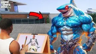 Franklin Uses Magical Painting To Make Scary Shark in gta v ! GTA 5 new