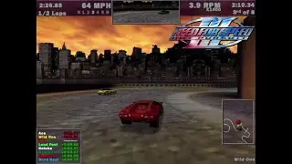Need For Speed III: Hot Pursuit - Lamborghini Countach in Empire City (Single Race Mode) - PC/3DFX