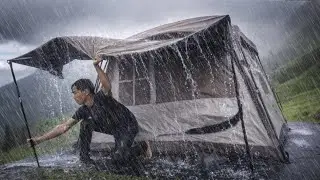 THE WORST WINDS STORM I'VE EVER EXPERIENCED ‼️ CAMPING VERY HEAVY RAIN 🌧