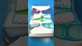 Sharkjira vs Mecha Sharkjira Folding Surprise!! #artlandhowtodraw #howtodtaw #shorts #sharkweek