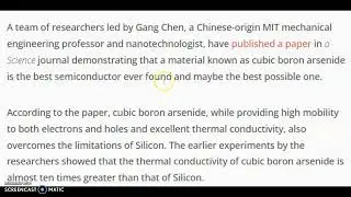 Cubic Borin Arsenide replaced for Silicon, MIT Research (Tamil)