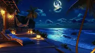 Night Ocean Calm 🌊 Gentle Piano & Insect Sounds to Relax & Sleep Peacefully