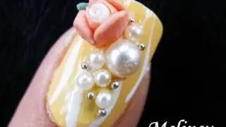 Prom Nails Art Tutorial - Ceramic Flower Homecoming Bridal Formal Dance Nail Design for Short Nails