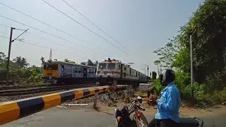 Rarest Train Crossing : Furious Speedy Poorva Express Metting Chord Super EMU Local At Railgate