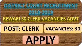 District Court Recruitment 2018-19 Rewari 30 Clerk Vacancies Advt