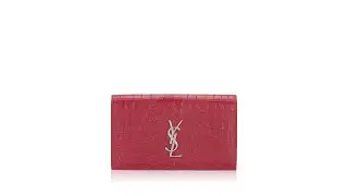 Saint Laurent Croc Embossed Monogram Kate Clutch Red