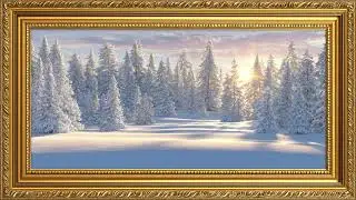 Winter Wonderland Forest Sunrise | Frame TV Art 4K | Vintage Gold Frame | Cozy Ambient Screensaver