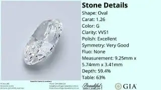 1 26ct Oval Brilliant Diamond G VVS1 GIA Certified