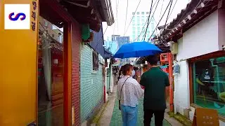 【4K】 Walking Hanok Street in Ikseon-dong - Light Rain - Relaxing Morning Ambience│Seoul, Korea