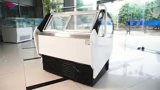 12 pans black and white ice cream glass display case