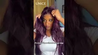 UNice 13x4 Pre-Everything&trade; Lace Frontal Purple Black Cherry Layered Wig With Invisi Drawstring