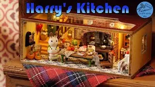 DIY ~Harry's Kitchen ~Mini Town part 2 ~dollhouse kit ~relaxing satisfying video -EPS56
