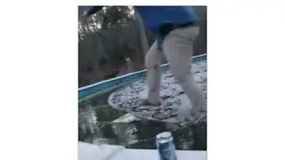 Guy tries to walk out of pool