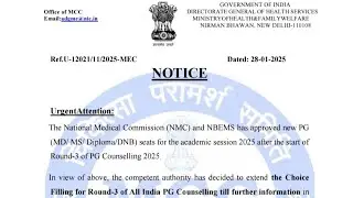 NEET PG 2025 MCC AIQ R-3 Choice Filling Extended Till Further Notice I New Seat Will Be Added In R-3