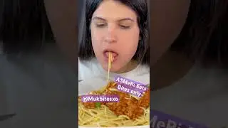 ASMeRi Eats cheesy spaghetti bolognaise meat sauce pasta Mukbang bites only #shorts #viralvideo #fyp
