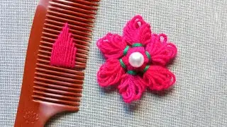 Amazing Trick with Hair Comb - Easy Woolen Flower Making-Hand Embroidery Design -Sewing hack