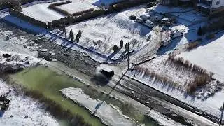 Partially Flooded and Frozen Hamptons Captured in Stunning Drone Footage