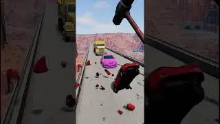 Colorful Small-to-Giant Cars vs Massive Hammer | BeamNG.drive