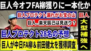【巨人】中日FA柳投手のプロテク28名と人的補償を予想！巨人が中日柳とマエケンのW獲りを画策か