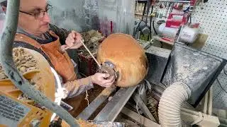 Roughing out a large cherry bowl NO Talking