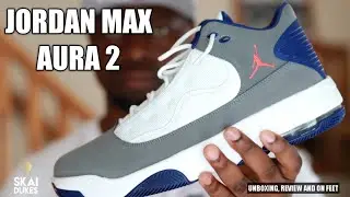 JORDAN MAX AURA 2-(UNBOXING, REVIEW AND ON FOOT)GREY/WHITE/BLUE.