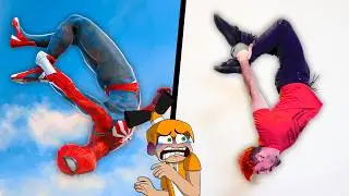 Acrobacias de Spider-Man 2 EN LA VIDA REAL | Palmita reacciona a Nick Pro