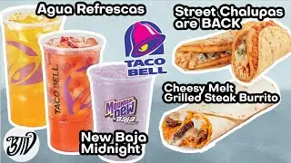 New @Taco  Bell || Agua Refrescas | Mtn Dew Baja Midnight | Cheesy Street Chalupas | & MORE