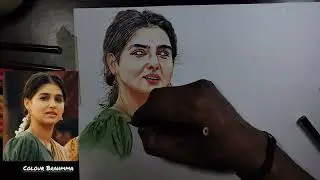 Anashwara Rajan Colour Pencil Drawing. Champion movie actress 😍,, Colour Brahmma Time Laps Video 