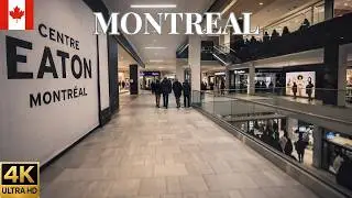 Montreal Eaton Centre Walk 4K 🇨🇦 | Busy Downtown Shopping Mall Tour