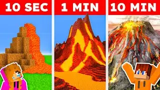 HUGE SECRET VOLCANO HOUSE: 10 Second vs 1 Minute vs 10 Minute