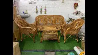 Bamboo cane sofa set with table (9897081931 free shipping)Rs 18999