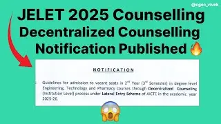 West Bengal Jelet 2025 Decentralized Counselling notice Published #jelet#counselling#decentralized