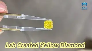 Cushion Loose Lab Created Yellow Diamond 2 Carats HPHT Synthetic