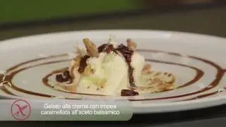 Gelato alla crema con tropea caramellata all'aceto balsamico