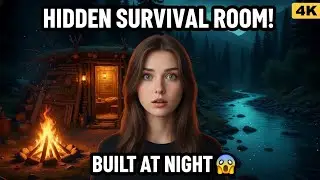 I Built a Hidden Survival Room by a Mountain River at Night | Silent ASMR Camping & Cooking
